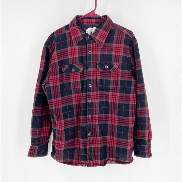 Ocean Current Plaid Flannel shacket rugged sherpa lined Gorpcore size M warm - Picture 1 of 7